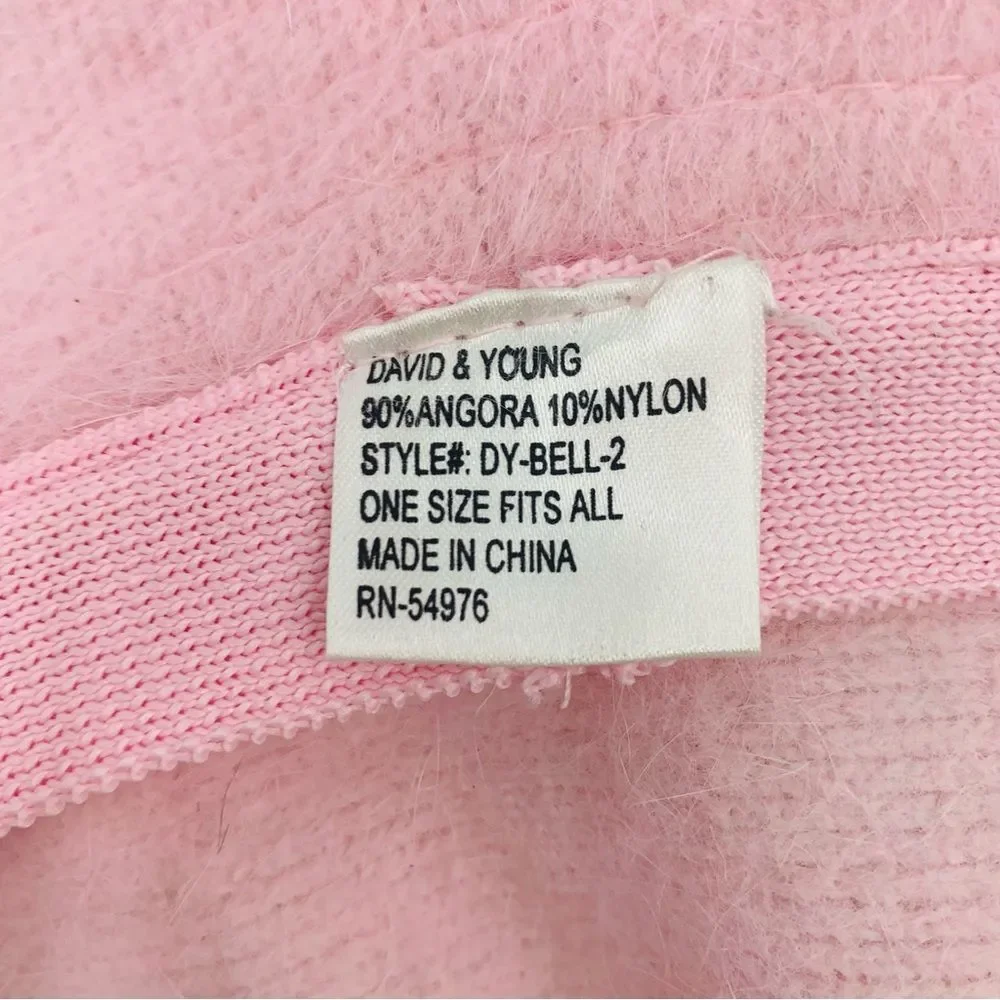 DAVID & YOUNG Vintage Bell-2 Bucket Hat 90% Angora Fur Cap Pink